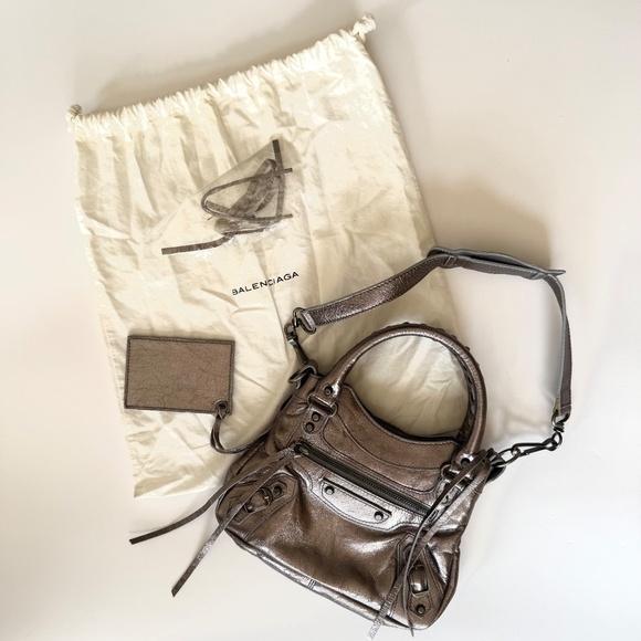 ‼️SOLD‼️ BALENCIAGA 2004 Metallic Pewter Mini Classique Bag - Picture 9 of 9
